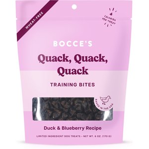 Bocce's Bakery Quack Quack Quack Duck & Blueberry Recipe Training Bites Dog Treats, 6-oz bag