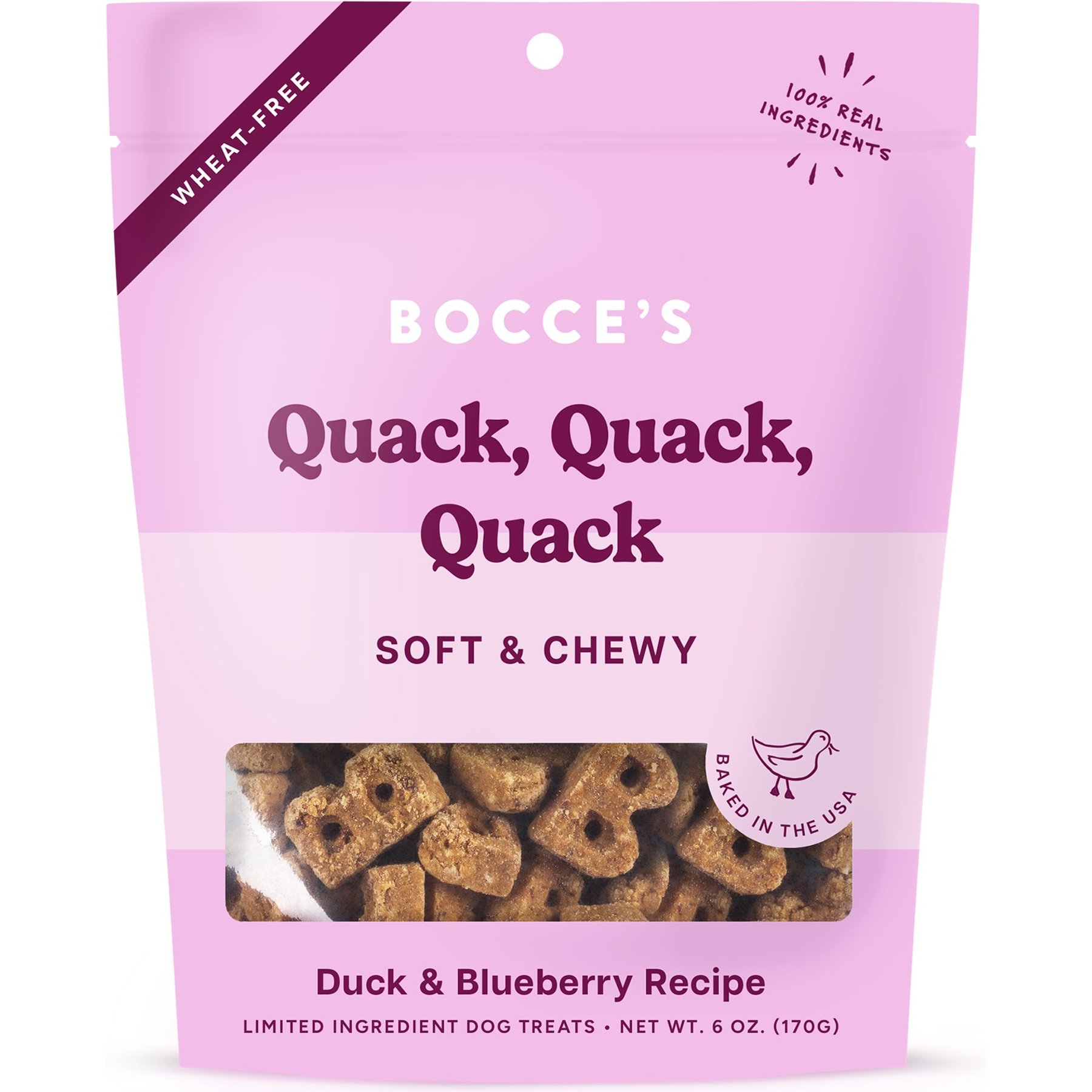 Bocce's Bakery Bocce's Bakery Quack Quack Quack Duck & Blueberry Recipe Soft & Chewy Dog Treats, 6-oz bag