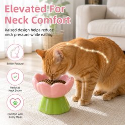 Casfuy Tulip Shape 15° Tilted Whisker-Friendly Elevated Ceramic Cat Bowl slide 2 of 7