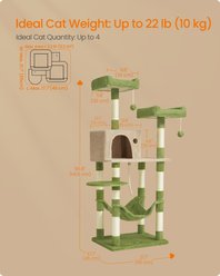 FEANDREA 56.3-in Plush Cat Tree & Condo with 11 Scratching Posts, Grass Green/Camel Brown slide 2 of 6