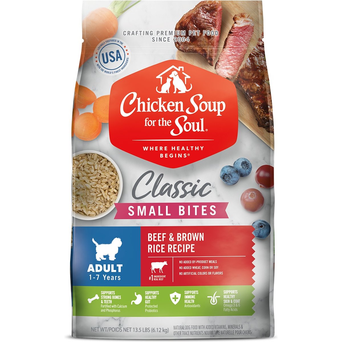 Chicken Soup for the Soul Small Bites Beef & Brown Rice Recipe Adult Dry Dog Food, 13.5-lb bag