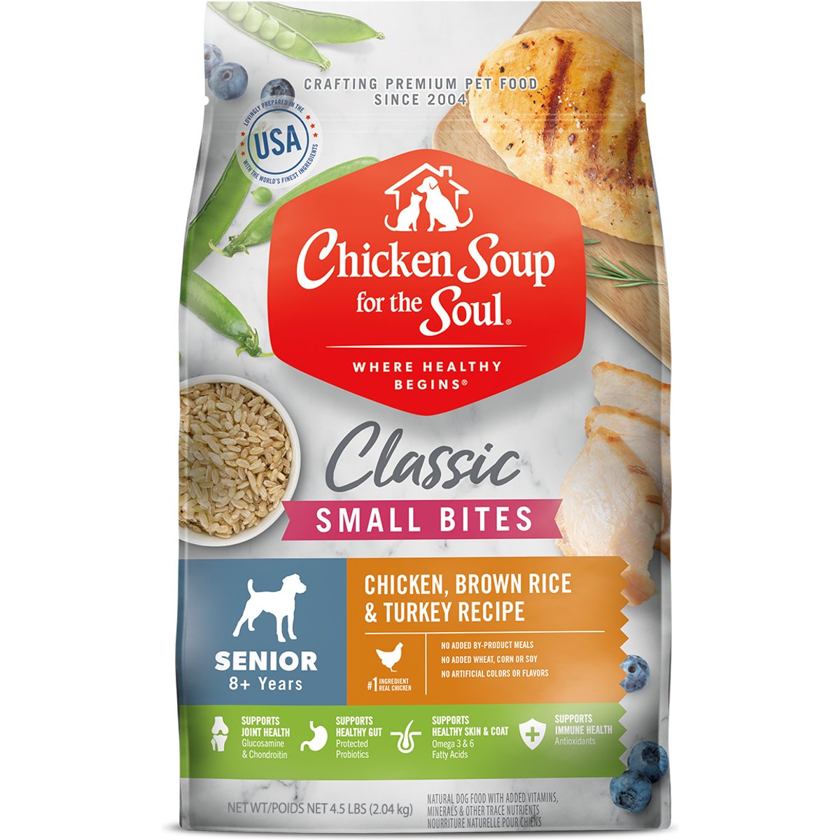 Chicken Soup for the Soul Small Bites Senior Chicken, Brown Rice & Turkey Recipe Dry Dog Food, 4.5-lb bag