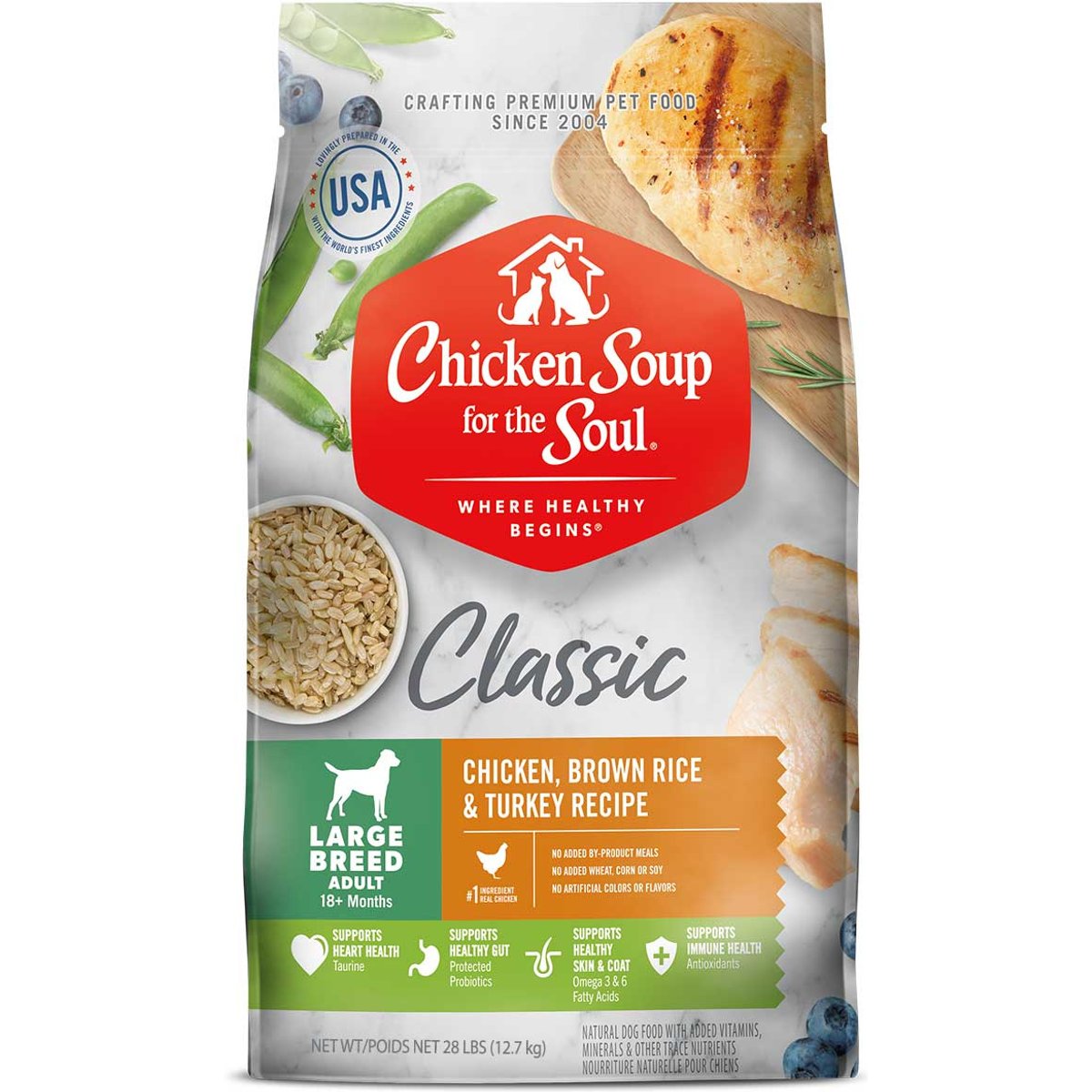 Chicken Soup for the Soul Large Breed Adult Chicken, Brown Rice & Turkey Recipe Dry Dog Food, 28-lb bag