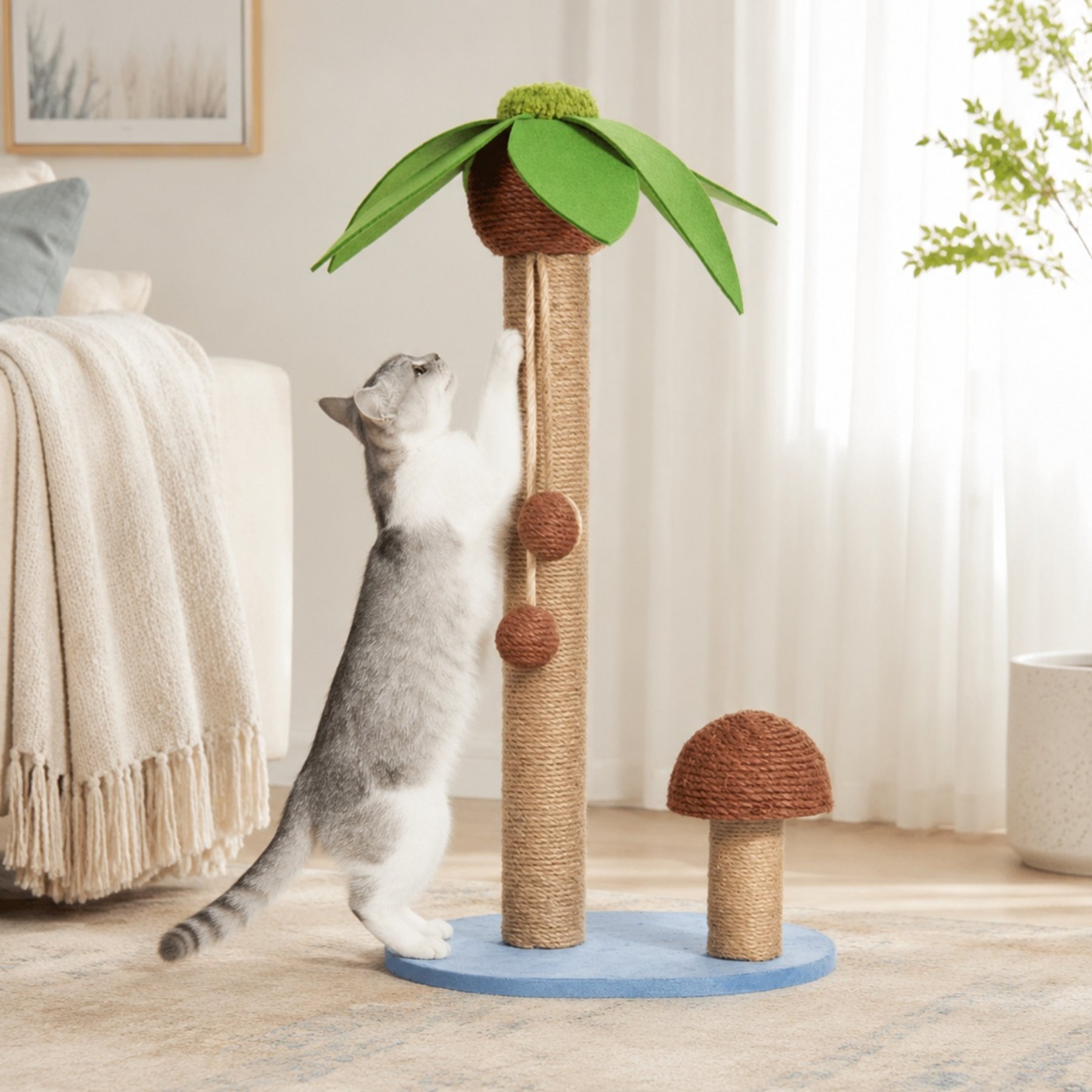 Furry Groves Coconut Palm 29-in Modern Polyester Cat Scratcher, Brown