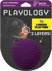 Playology Bacon Scented Dual Layer Ball Dog Toy, Jumbo