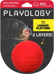 Playology Beef Scented Dual Layer Ball Dog Toy, Jumbo