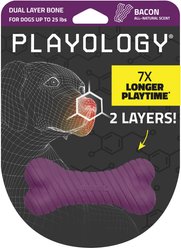 Playology Bacon Scented Dual Layer Bone Dog Toy, Small