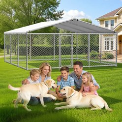 Xbrigh Heavy Duty Outdoor Galvanized Enclosure Dog Kennel with Waterproof Cover & Security Lock, Silver, X-Large slide 2 of 8