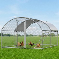 Xbrigh Metal Coop Walk-in Roosting Perch Dome Roof Poultry Cage with Waterproof UV Cover, Silver, 13.2 x 10 x 6.4-ft slide 1 of 7