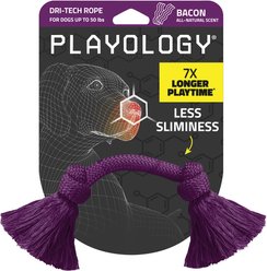 Playology Dri-Tech Bacon Scented Rope Dog Toy, Medium