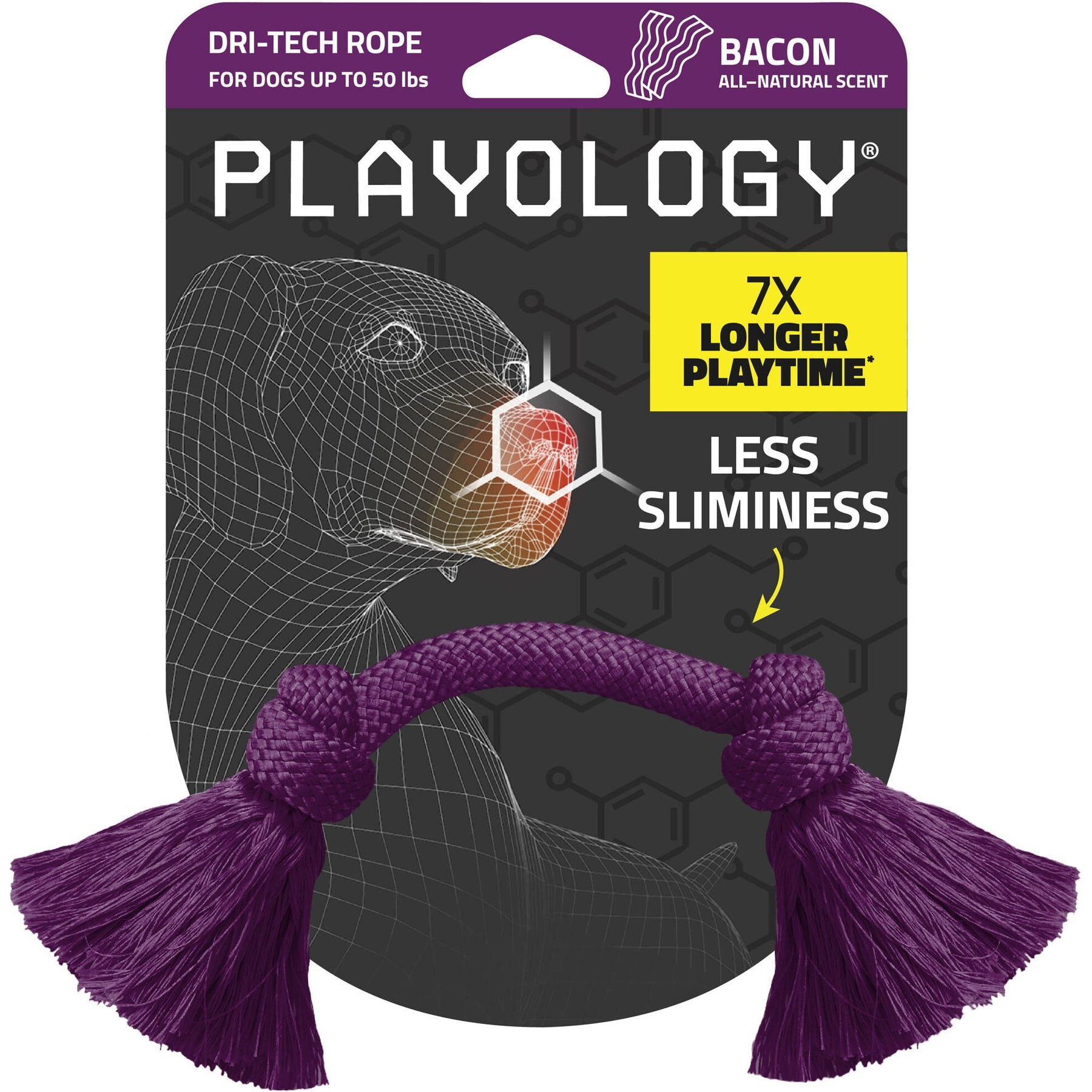 Playology Dri-Tech Bacon Scented Rope Dog Toy, Medium