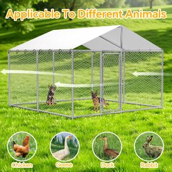 Xbrigh Heavy Duty Outdoor Dog Kennel with Waterproof Cover, Silver, 120 x 120 x 84-in slide 2 of 7