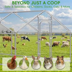 Xbrigh Metal Coop Walk-in Roosting Perch Spire Roof Poultry Cage with Waterproof UV Cover, Silver, 19.7 x 10 x 6.4-in slide 2 of 7