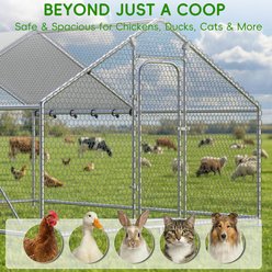 Xbrigh Metal Coop Walk-in Roosting Perch Spire Roof Poultry Cage with Waterproof UV Cover, Silver, 13.2 x 10 x 6.4-in slide 2 of 7