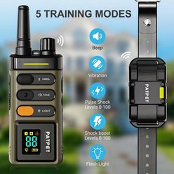 PATPET 5250FT Ultra-Long Range Remote Waterproof Rechargeable LED Light Dog Training Collar, Dark Green slide 2 of 9