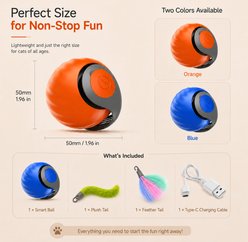 Purrcado Automatic Interactive Cat Ball Toy with Tail, Blue slide 2 of 6