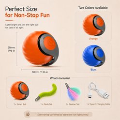 Purrcado Automatic Interactive Cat Ball Toy with Tail, Orange slide 2 of 6