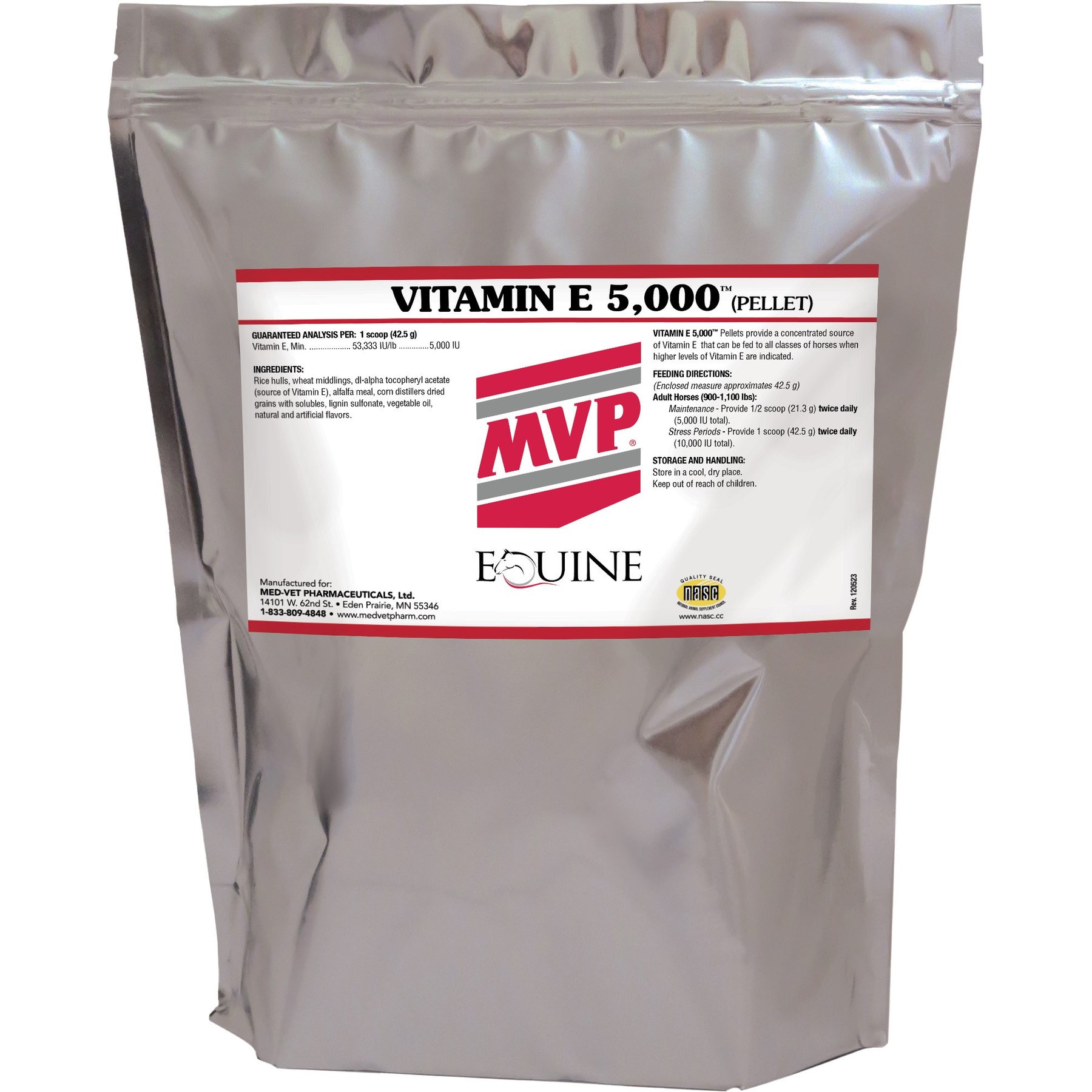 Med-Vet Pharmaceuticals (MVP) Vitamin E 5000 Pellets Horse Supplement, 15-lb
