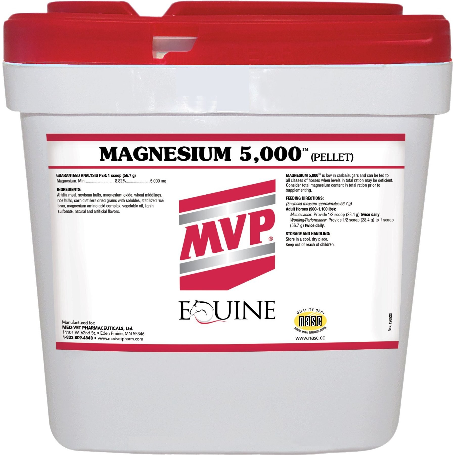 Med-Vet Pharmaceuticals (MVP) Magnesium 5000 Pellets Horse Supplement, 40-lb