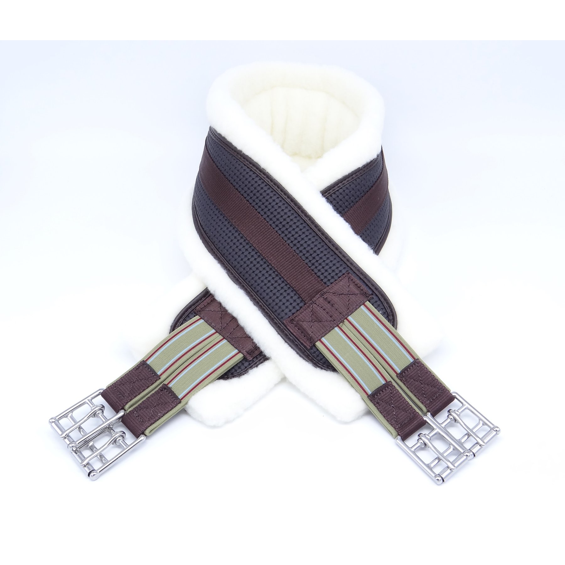 Paradise Barns Fleece Lined All Purpose Contoured Horse Girth, Brown, 46-in