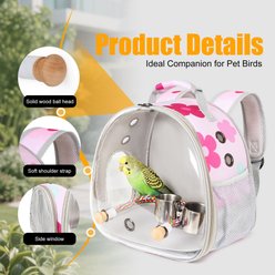 LAIRIES Pink Flower Small Bird Carrier Travel Backpack, Large slide 2 of 6