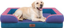 HINTON Waterproof Egg Crate Foam Orthopedic Bolster Dog Bed with Washable Cover & Non-Slip Bottom, Bubble Bay, X-Large