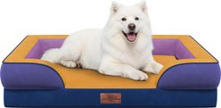 HINTON Waterproof Egg Crate Foam Orthopedic Bolster Dog Bed with Washable Cover & Non-Slip Bottom, Golden Pulse, Large