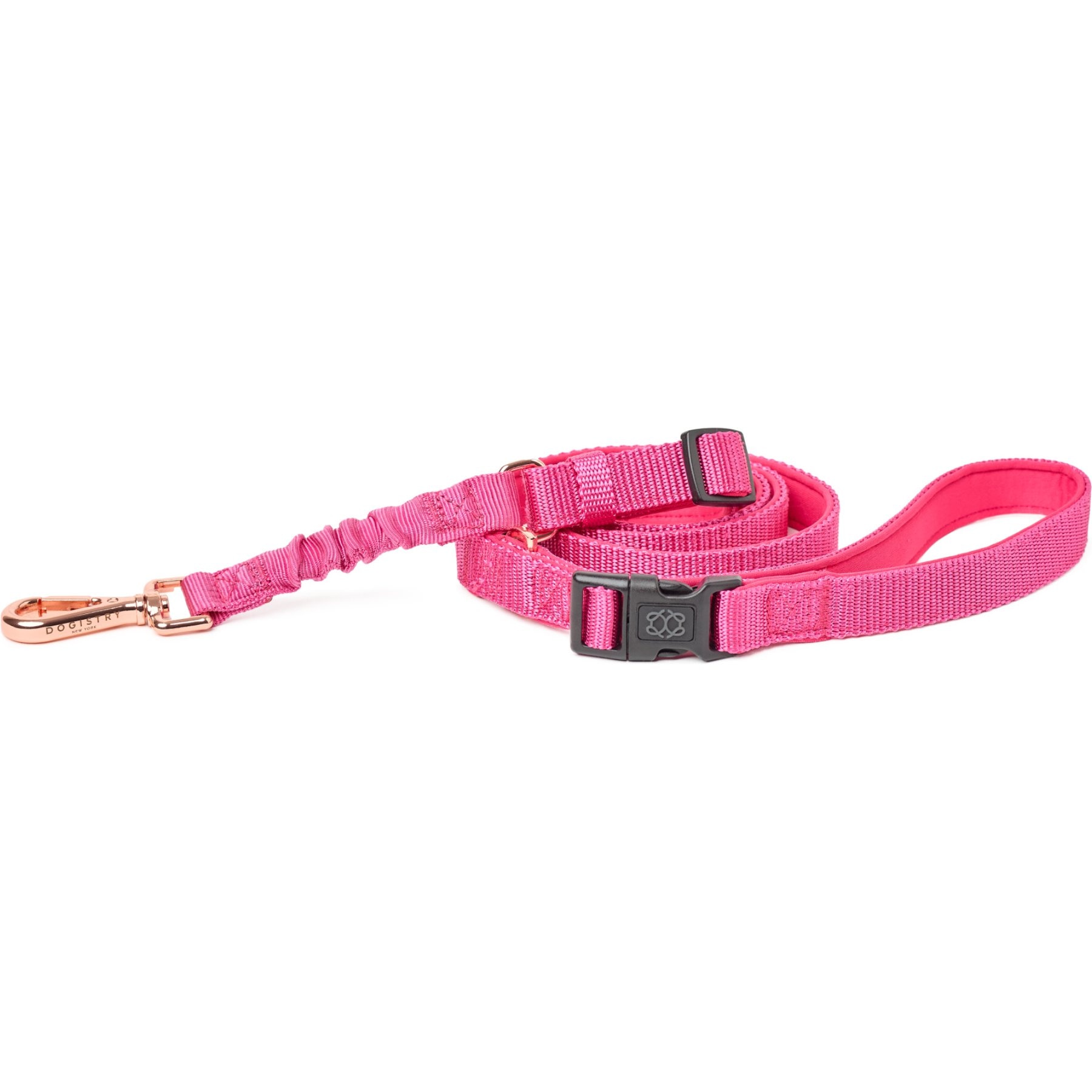 DOGISTRY 3-in-1 Adjustable City Dog Leash, Park Ave Pink, Medium: 6-ft long, 3/4-in wide
