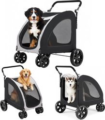 YODOLLA Foldable Dog Stroller, Grey Linen slide 2 of 9