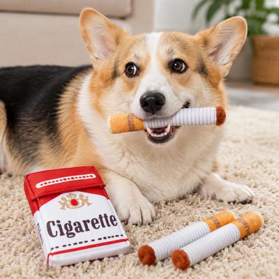 dog cigarette toy NONOPETS Cigarette Style Interactive Stuffed Novelty Toy Plush Squeaky Dog  Toy