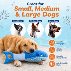 NonoPets Shark Plush Squeaky Durable Stuffed Animal Shape Interactive Dog Toy, Blue slide 2 of 9