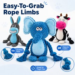 NonoPets Double Layer Fabric Crinkle Paper Rope Tug Squeaky Plush Dog Toy with Built In Squeaker, Brown slide 2 of 9