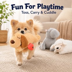 NonoPets Interactive Heartbeat Motion Simulation Squeaky Calming Companion Plush Dog Toy with Soft Cover, White slide 2 of 9