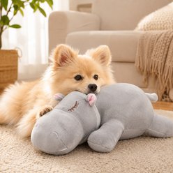 NonoPets Interactive Heartbeat Motion Simulation Squeaky Calming Companion Plush Dog Toy with Soft Cover, Grey slide 1 of 9