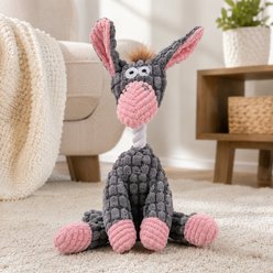 NonoPets Durable Chew Fabric Soft Plush Material Interactive Squeaky Plush Dog Toy Set with Built In Squeaker, Grey