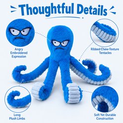 NonoPets Blue Octopus Plush Squeaky Toy Extra Long Tentacles Durable Interactive Dog Chew Toy slide 2 of 8