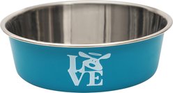 Dog is Good Love Conversational Non-Skid Stainless-Steel Dog Bowl, Blue, 40-oz