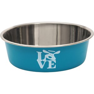 Dog is Good Love Conversational Non-Skid Stainless-Steel Dog Bowl, Blue, 40-oz