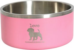 Dog is Good Love Unconditionally SS Double Wall Non-Skid Stainless-Steel Dog Bowl, Pink, 67-oz slide 1 of 2