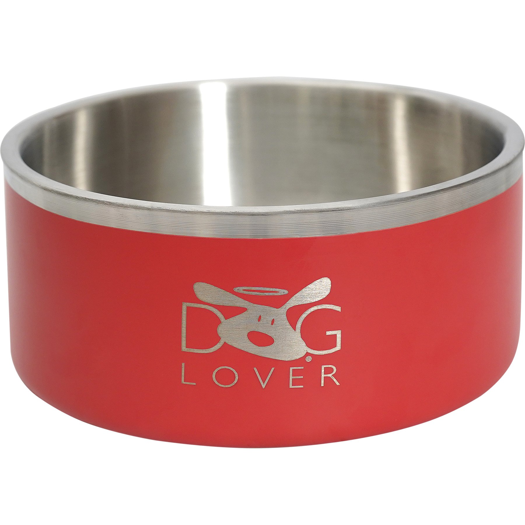Dog is Good Dog Lover SS Doublewall Non-Skid Stainless-Steel Dog Bowl, Red, 67-oz