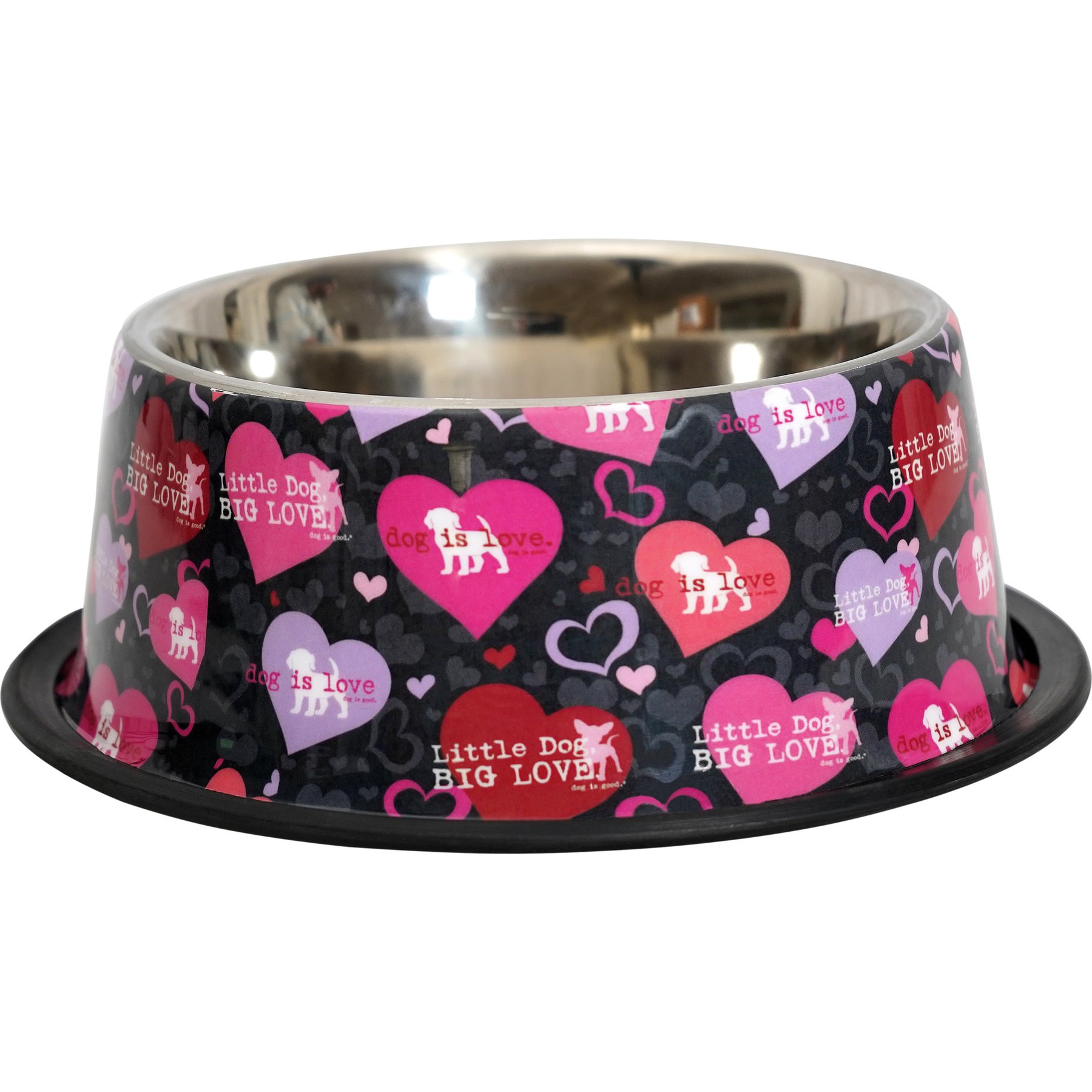 Dog is Good Heart Stabilizer Non-Skid Stainless-Steel Dog Bowl, 32-oz