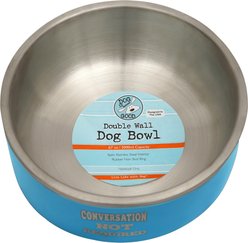 Dog is Good Conversation Not Required SS Doublewall Non-Skid Stainless-Steel Dog Bowl, Blue, 67-oz slide 2 of 2