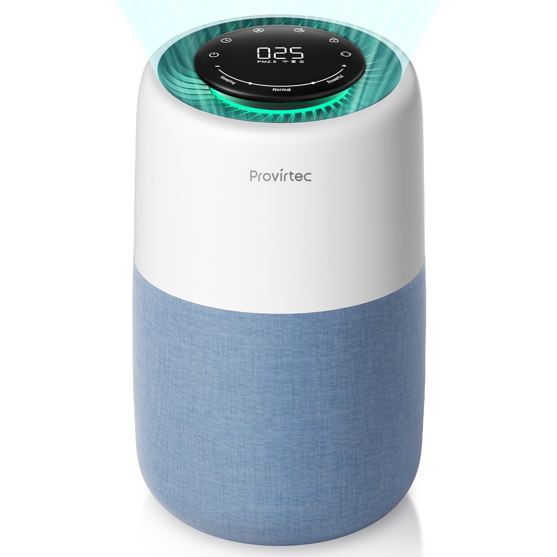 Provirtec Pet H13 HEPA Filter PM2.5 Real-Time Display & APP Control Air Purifier with Air Quality Monitor, Blue