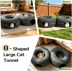 Heeyoo 8-Shaped Tunnel Cave Cat Bed, Dark Grey slide 2 of 8