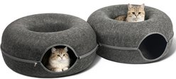 Heeyoo 8-Shaped Tunnel Cave Cat Bed, Dark Grey