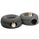Heeyoo 8-Shaped Tunnel Cave Cat Bed, Dark Grey