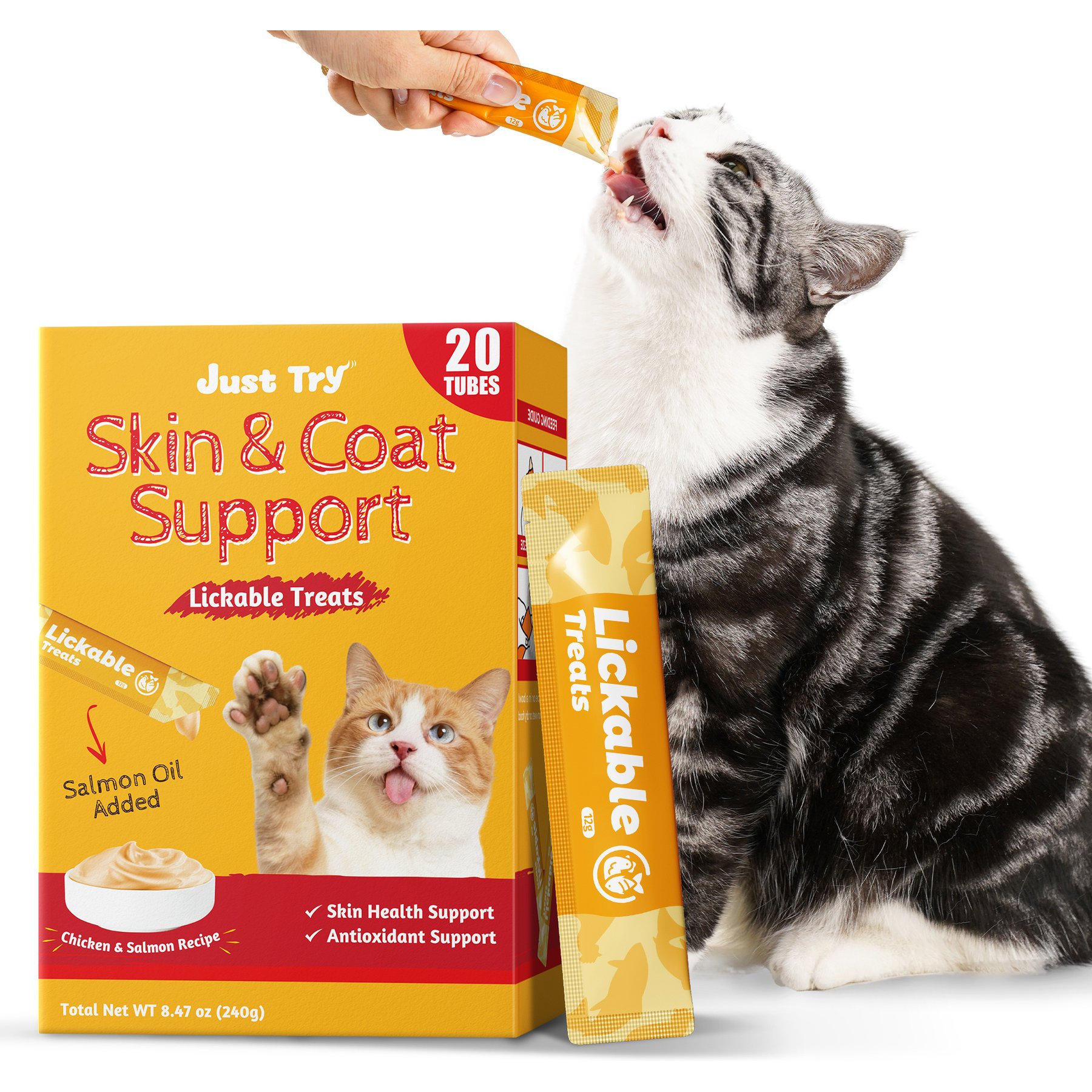 Just Try Fish Oil Lickable Cat Treats, 8.47-oz