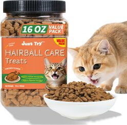 Just Try Cat Hairball Care Crunchy Treats, 16-oz