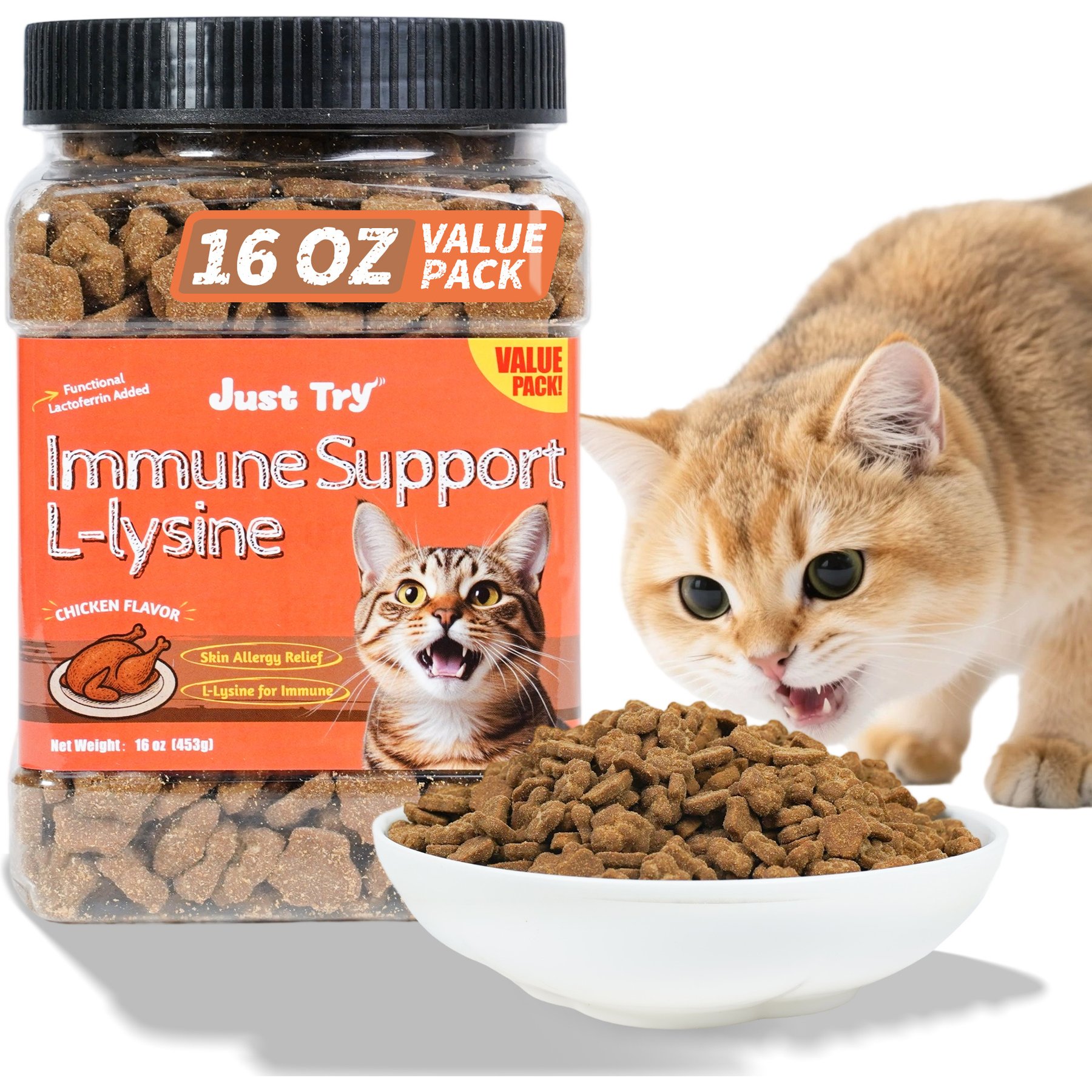 Just Try Immune Support Crunchy Cat Treats, 16-oz