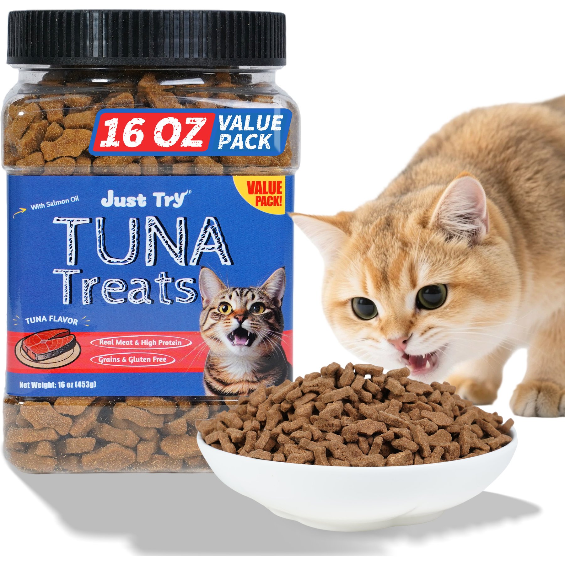 Just Try Tuna Crunchy Cat Treats, 16-oz